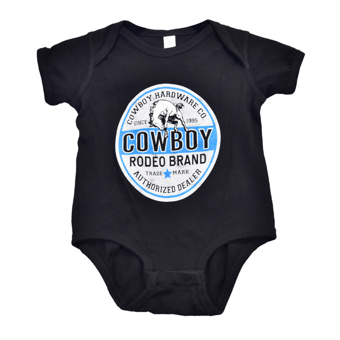 Infant Boy's Black with Blue & White Rodeo Brand Short Sleeve Tee Romper from Cowboy Hardware