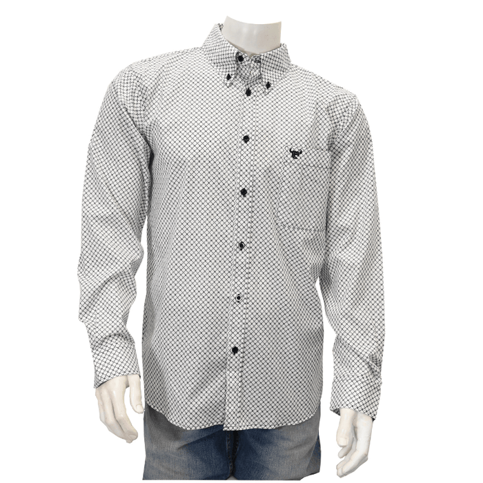 Men's White X's & Diamonds Long Sleeve Western Shirt with Buttons from Cowboy Hardware