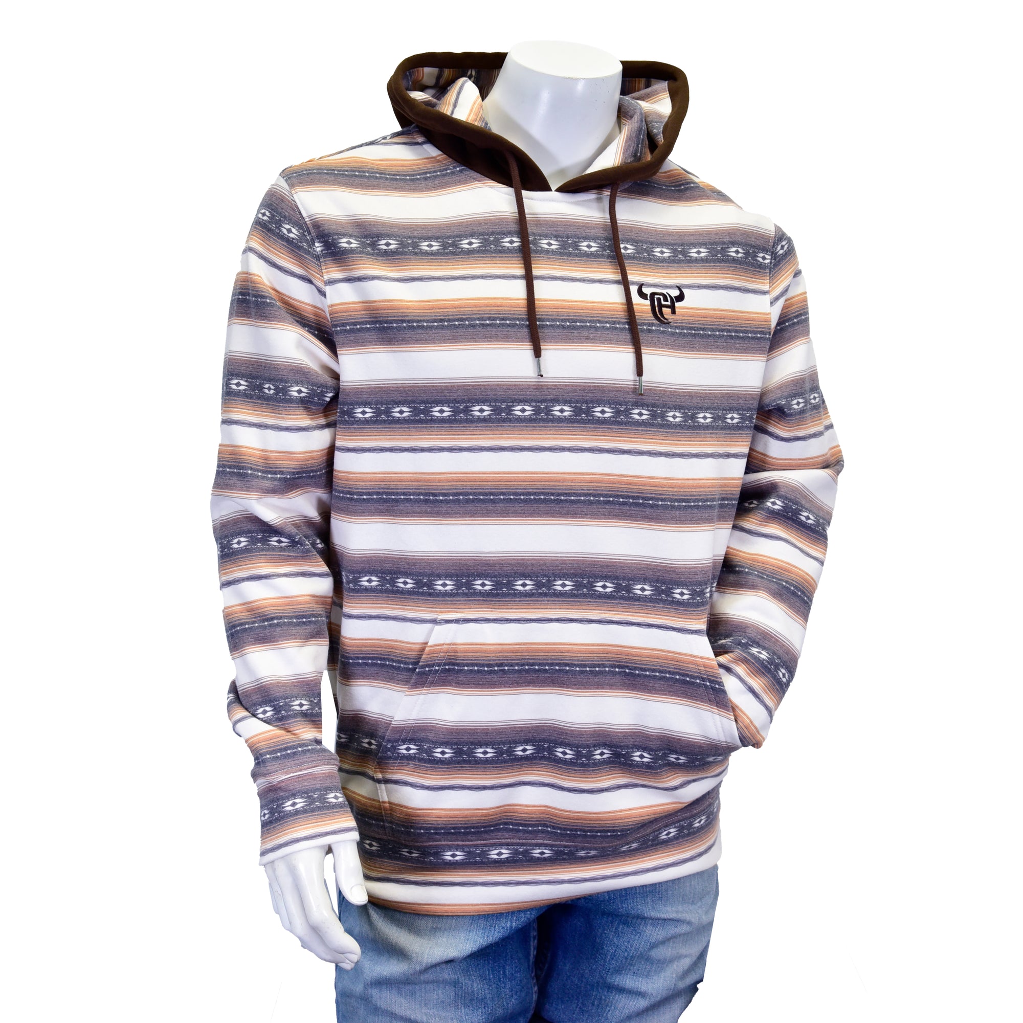 Men's Cowboy Hardware Brown "Striped Serape" Fleece Hoody