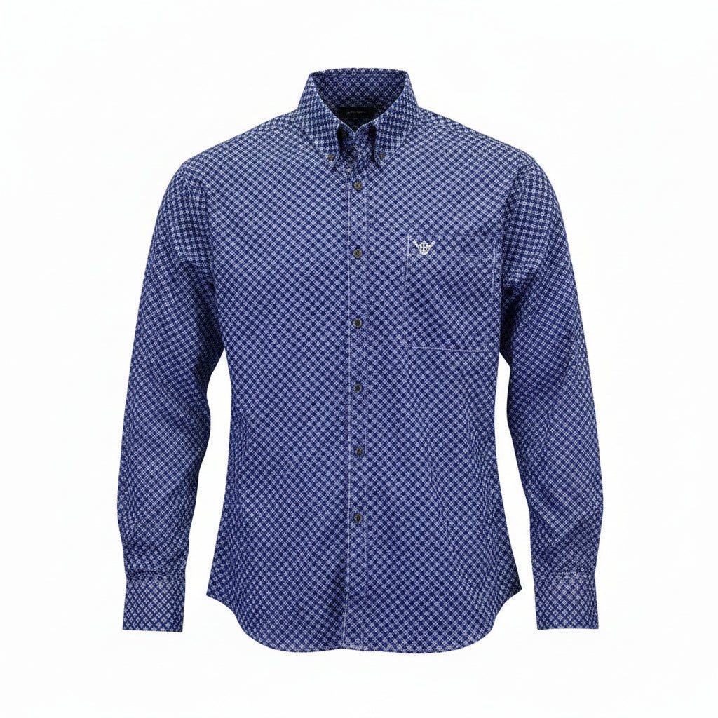 Men's Cowboy Hardware "Cross Floral" Navy Long Sleeve Western Shirt