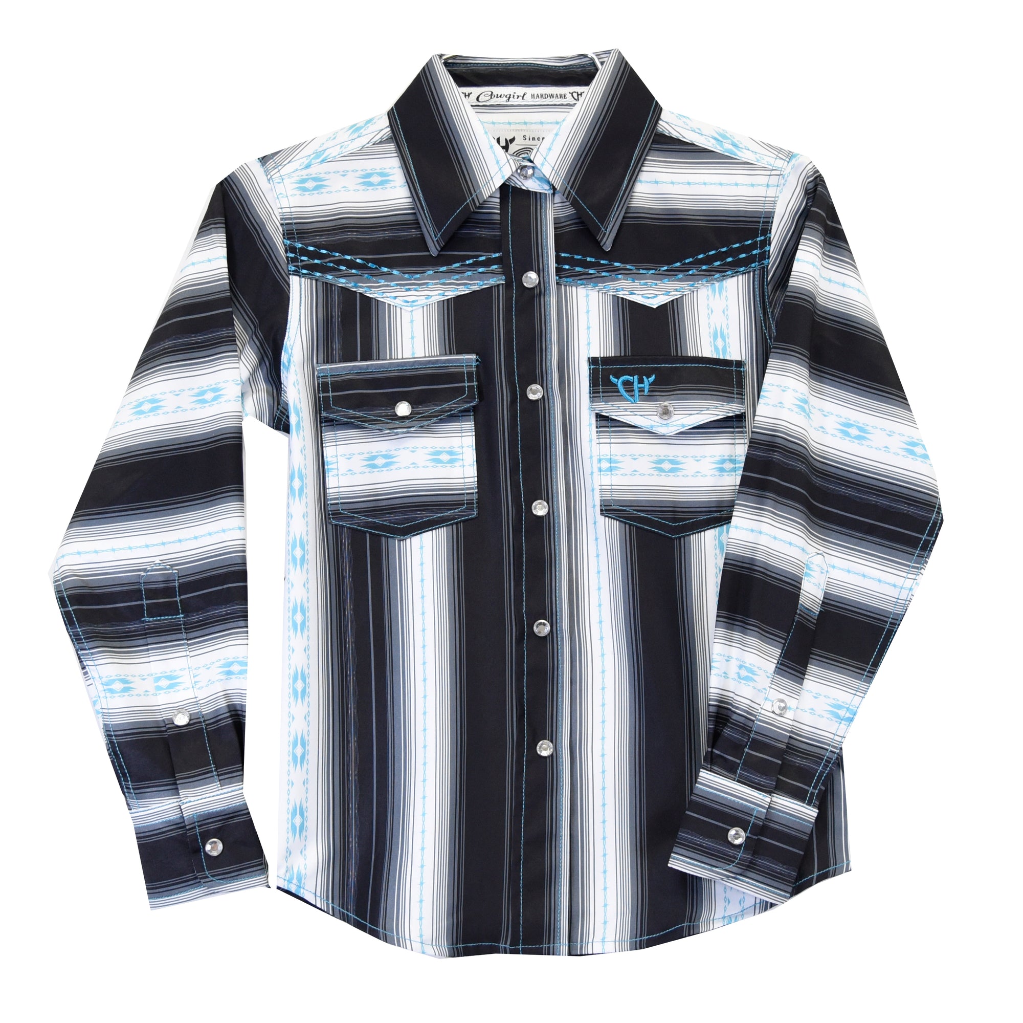 Youth Girl's CH Black "Striped Serape" Long Sleeve Western Shirt