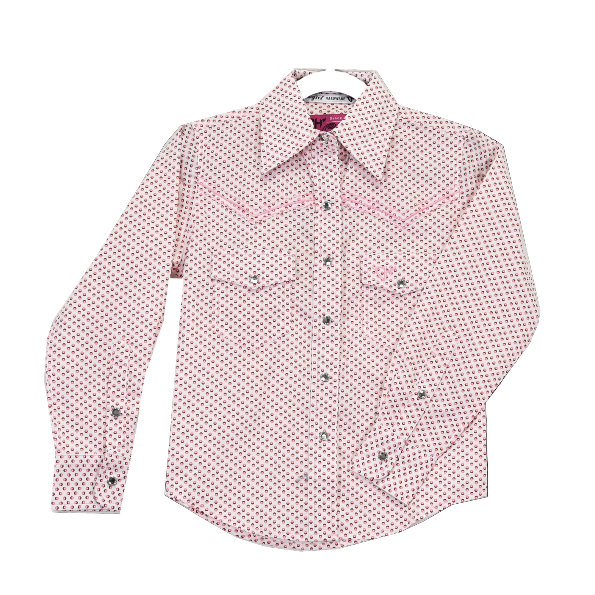 Youth Girl's CH Pink "Donut" Long Sleeve Western Shirt