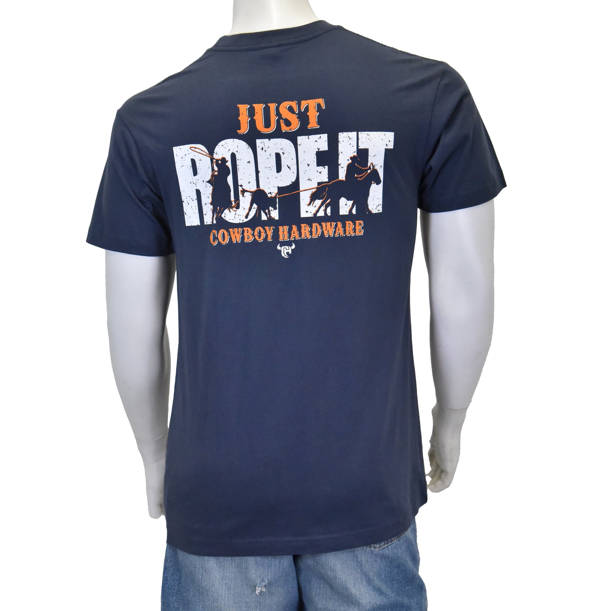 Men's Cowboy Hardware Slate Blue "Just Rope It" Short Sleeve T-Shirt