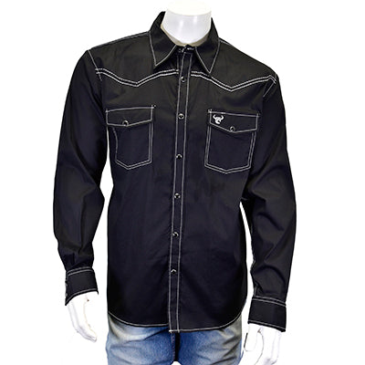 Men's Cowboy Hardware Black "Solid" Long Sleeve Western Shirt