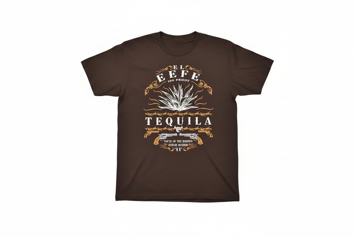 Men's Cowboy Hardware Dark Chocolate "El Jefe Tequila" Short Sleeve T-Shirt