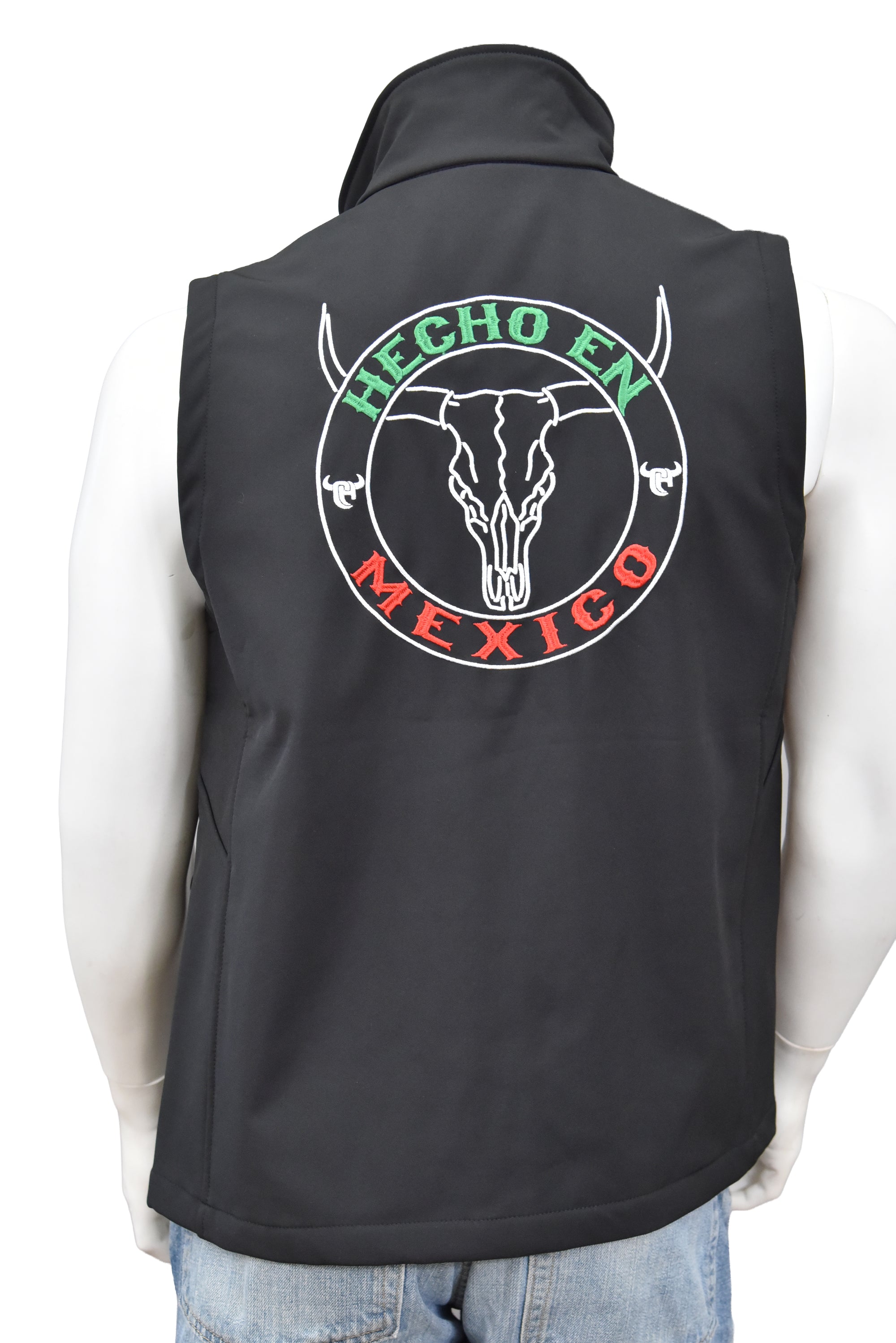 Men's Cowboy Hardware Black "Hecho En Mexico" Poly Shell Vest