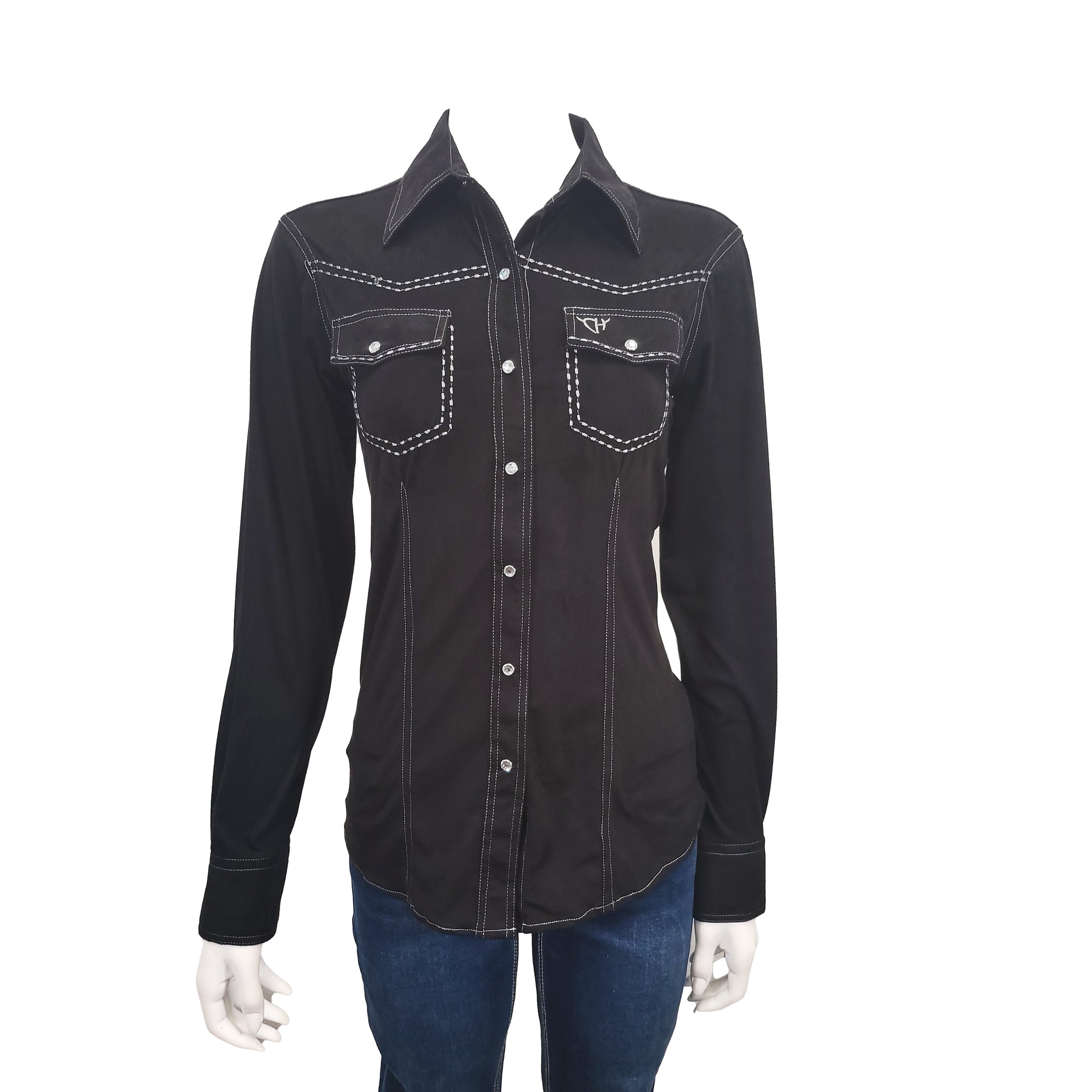 Women’s CH Black “Western Faux Suede” Long Sleeve Western Shirt