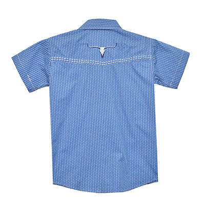 Youth Boy's CH Blue "Diamond Plate" Short Sleeve Western Shirt