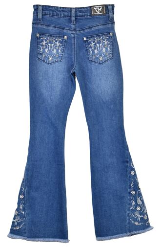 Youth Girl's Cowboy Hardware Medium Wash "Paisley Vine" Jeans