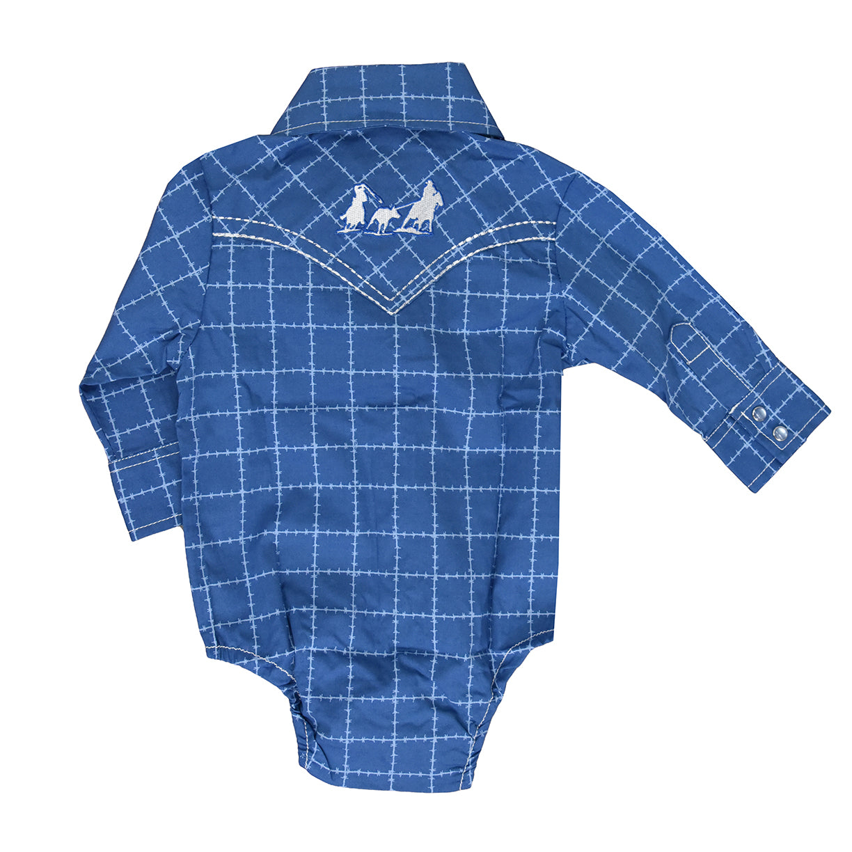 Toddler Boys CH Blue "Barbed" Long Sleeve Romper Western Shirt