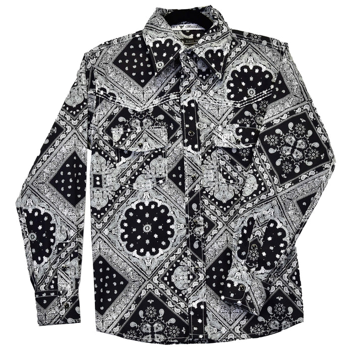 Boy's Bandana Black Long Sleeve Print from Cowboy Hardware