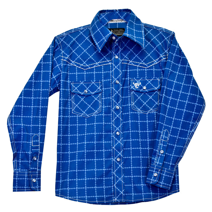 Boy's Barbed Blue Long Sleeve Print from Cowboy Hardware