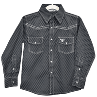 Boy's Black Diamond Plate Long Sleeve Western Shirt from Cowboy Hardware