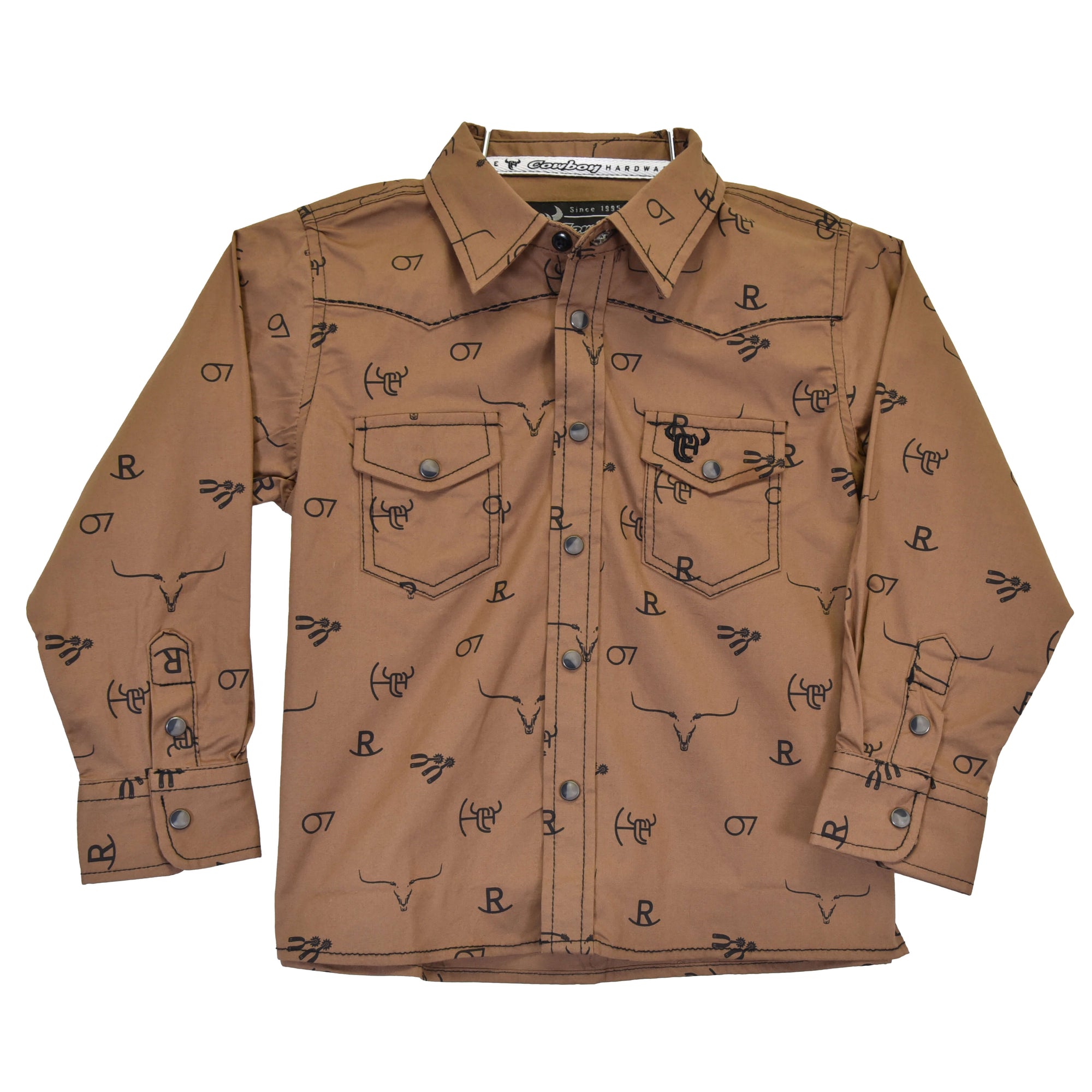 Boy's Branding Irons Brown Long Sleeve Print from Cowboy Hardware