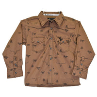 Boy's Branding Irons Brown Long Sleeve Print from Cowboy Hardware