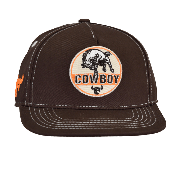 Boy's Brown  Cowboy Branded 5 Panel Flatbill Velcro Cap from Cowboy Hardware