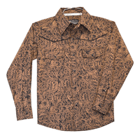 Boy's Brown Tooled Leather Long Sleeve Print from Cowboy Hardware
