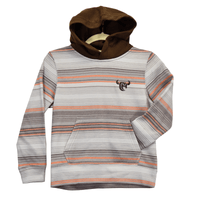 Boy's Brown and Orange Desert Serape Fleece Hoody with Dark Brown Hood from Cowboy Hardware