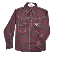 Boy's Dark Red Puzzle StarLong Sleeve Western Shirt from Cowboy Hardware
