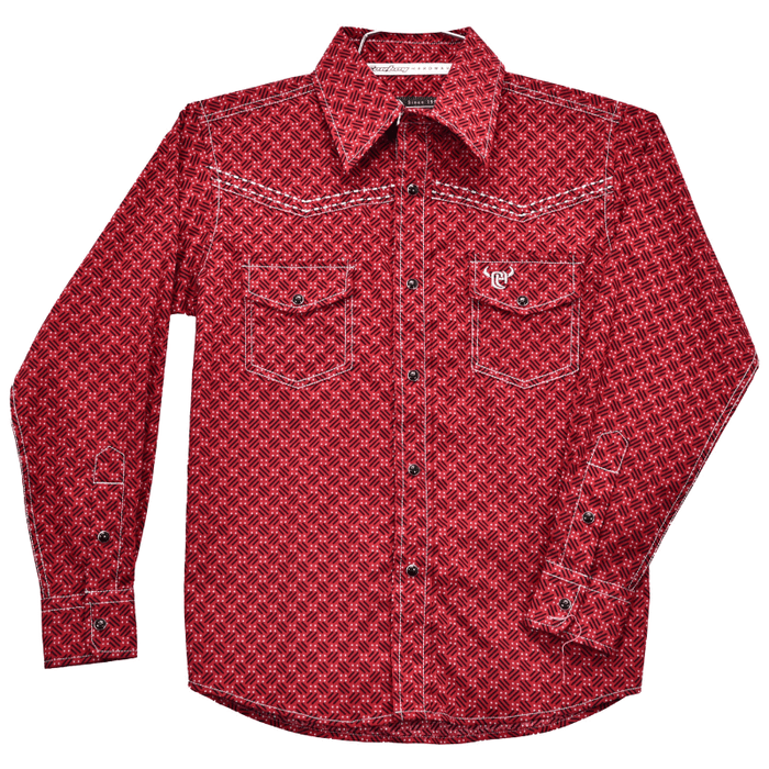 Boy's Geo Morse Chili Long Sleeve Print from Cowboy Hardware