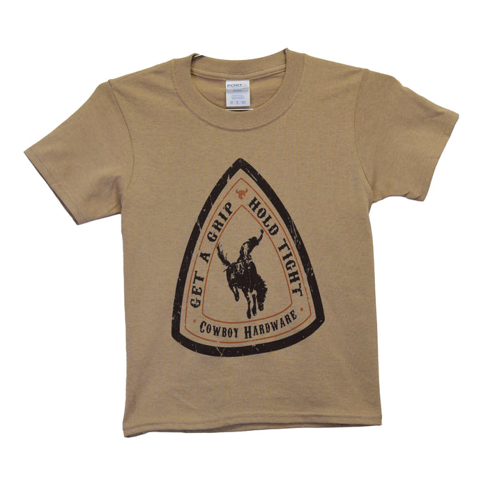Boy's Get A Grip Tan Short Sleeve T-Shirt from Cowboy Hardware