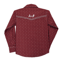 Boy's Muted Chevrons Burgundy Long Sleeve Print from Cowboy Hardware