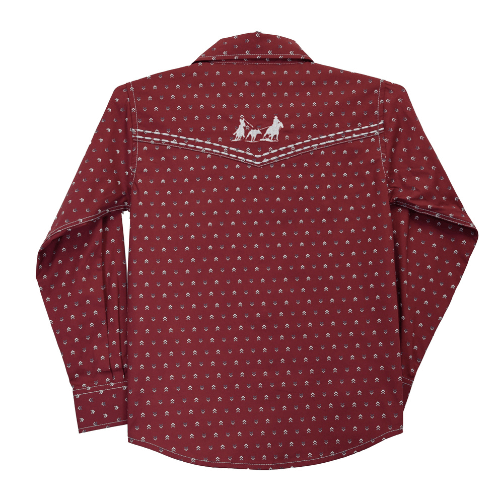 Boy's Muted Chevrons Burgundy Long Sleeve Print from Cowboy Hardware