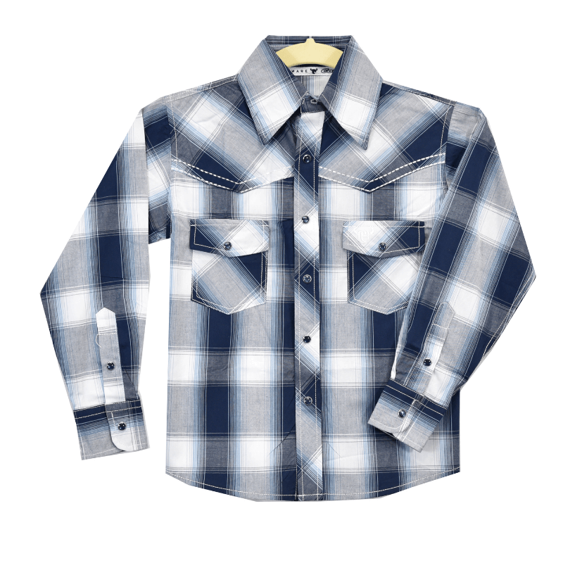 Boy's Navy Hombre Long Sleeve Western Shirt from Cowboy Hardware