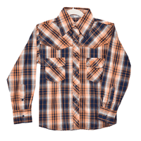 Boy's Orange and Navy Hermosillo Long Sleeve Western Shirt from Cowboy Hardware