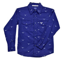 Boy's Skull Burst Navy Long Sleeve Print from Cowboy Hardware