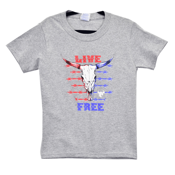 Boy's-Sport-Grey-with-Red-&-Blue-Live-Free-Short-Sleeve-Tee-Cowboy-Hardware