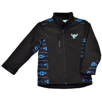 Boy's Tonal Aztec Accent Black Poly Shell Jacket from Cowboy Hardware