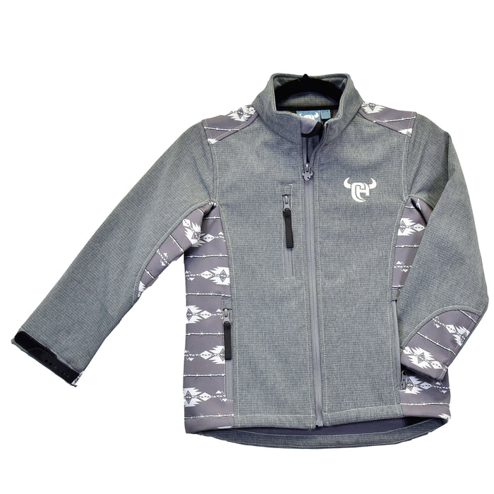 Boy's Tonal Aztec Accent Grey Poly Shell Jacket from Cowboy Hardware