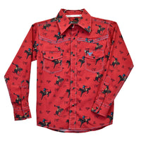 Boy's Vintage Bronc Red Long Sleeve Print from Cowboy Hardware