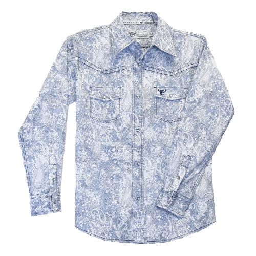 Boy's Washed Blue Paisley Long Sleeve Print from Cowboy Hardware