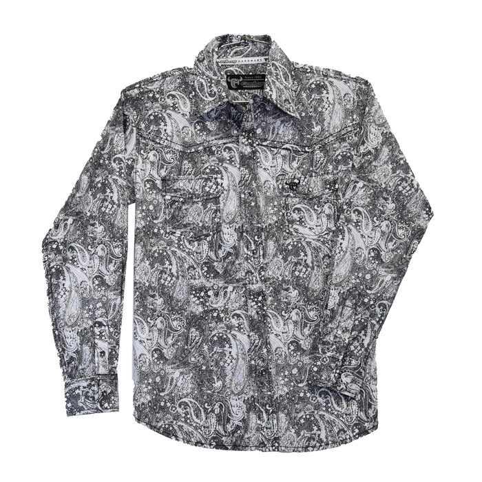 Boy's Washed Charcoal Paisley Long Sleeve Print from Cowboy Hardware