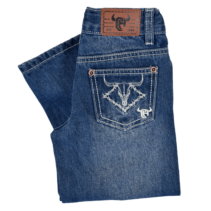 Boy's "Barb Skull" Medium Washed Jeans from Cowboy Hardware