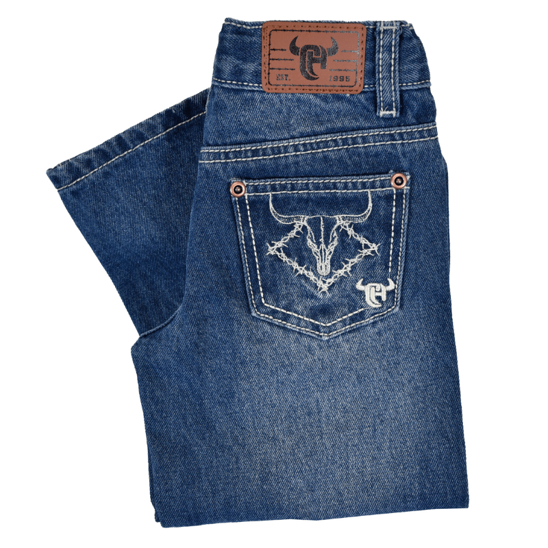 Boy's "Barb Skull" Medium Washed Jeans from Cowboy Hardware