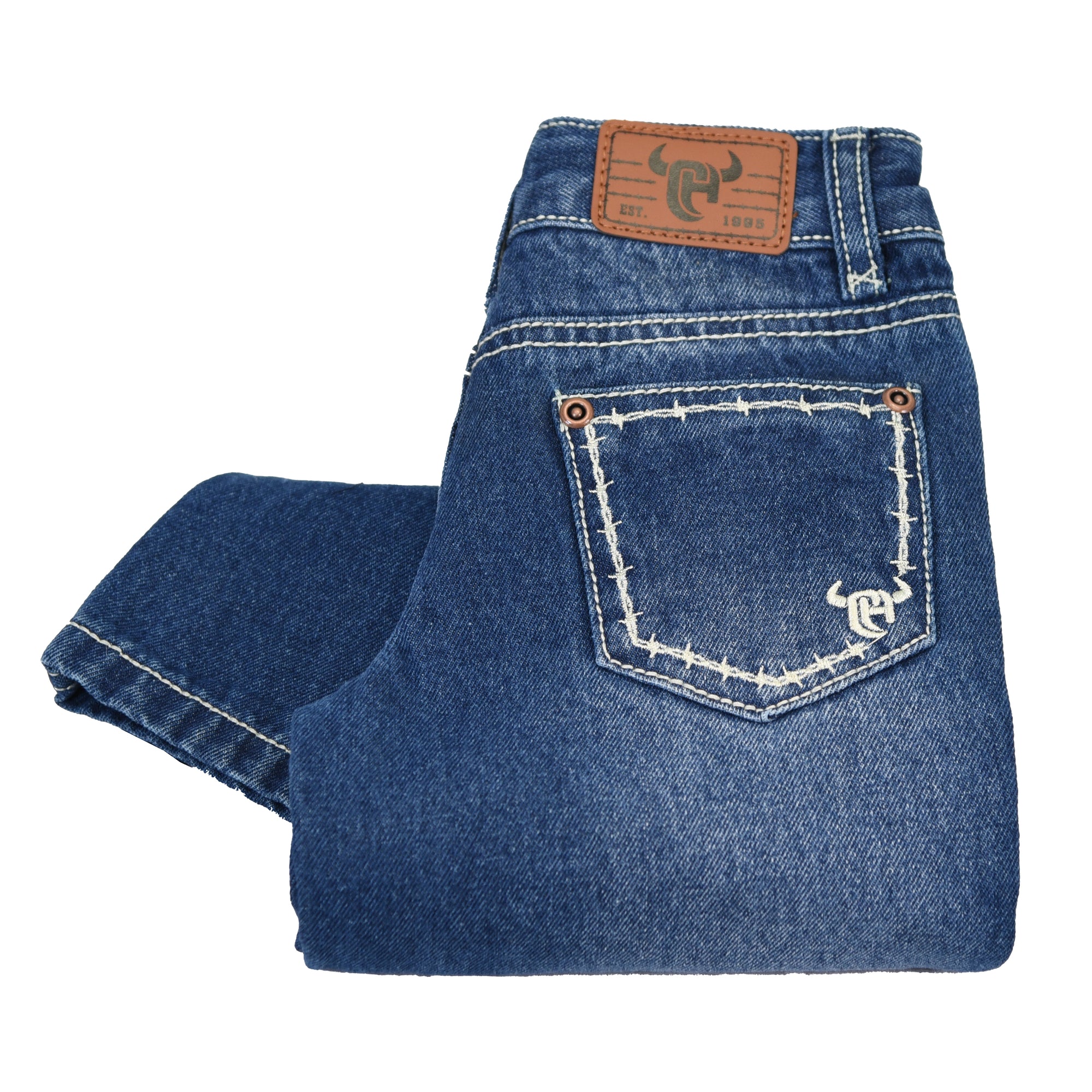 Youth Boy's Cowboy Hardware Medium Wash "Barbed Wire" Jeans