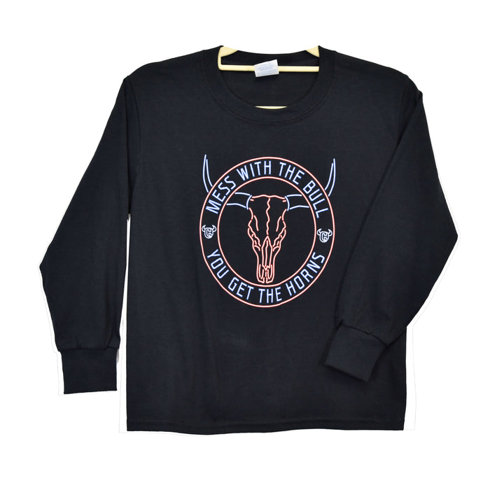 Boys Black Mess With The Bull Long Sleeve T-Shirt from Cowboy Hardware