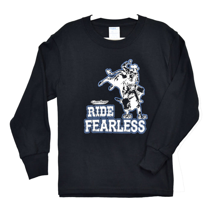 Boys Black Ride Fearless Long Sleeve T-Shirt from Cowboy Hardware