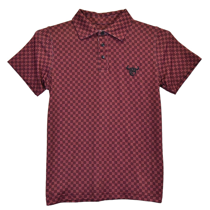 Boys Short Sleeve Geo Red CH Polo from Cowboy Hardware