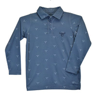 Boys Short Sleeve Scatter Skull Blue Long Sleeve CH Polo from Cowboy Hardware