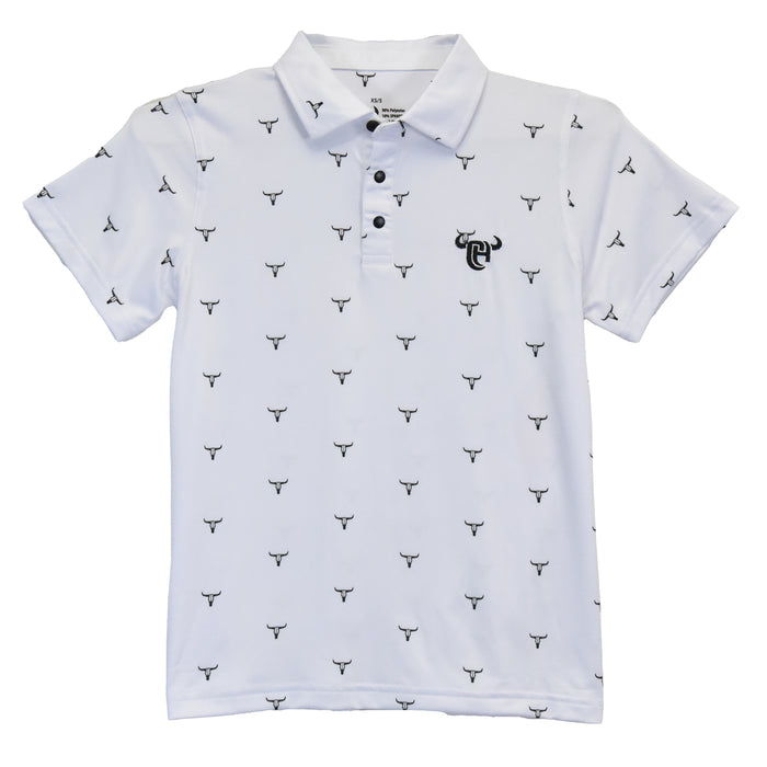 Boys Short Sleeve Scatter Skull White CH Polo from Cowboy Hardware