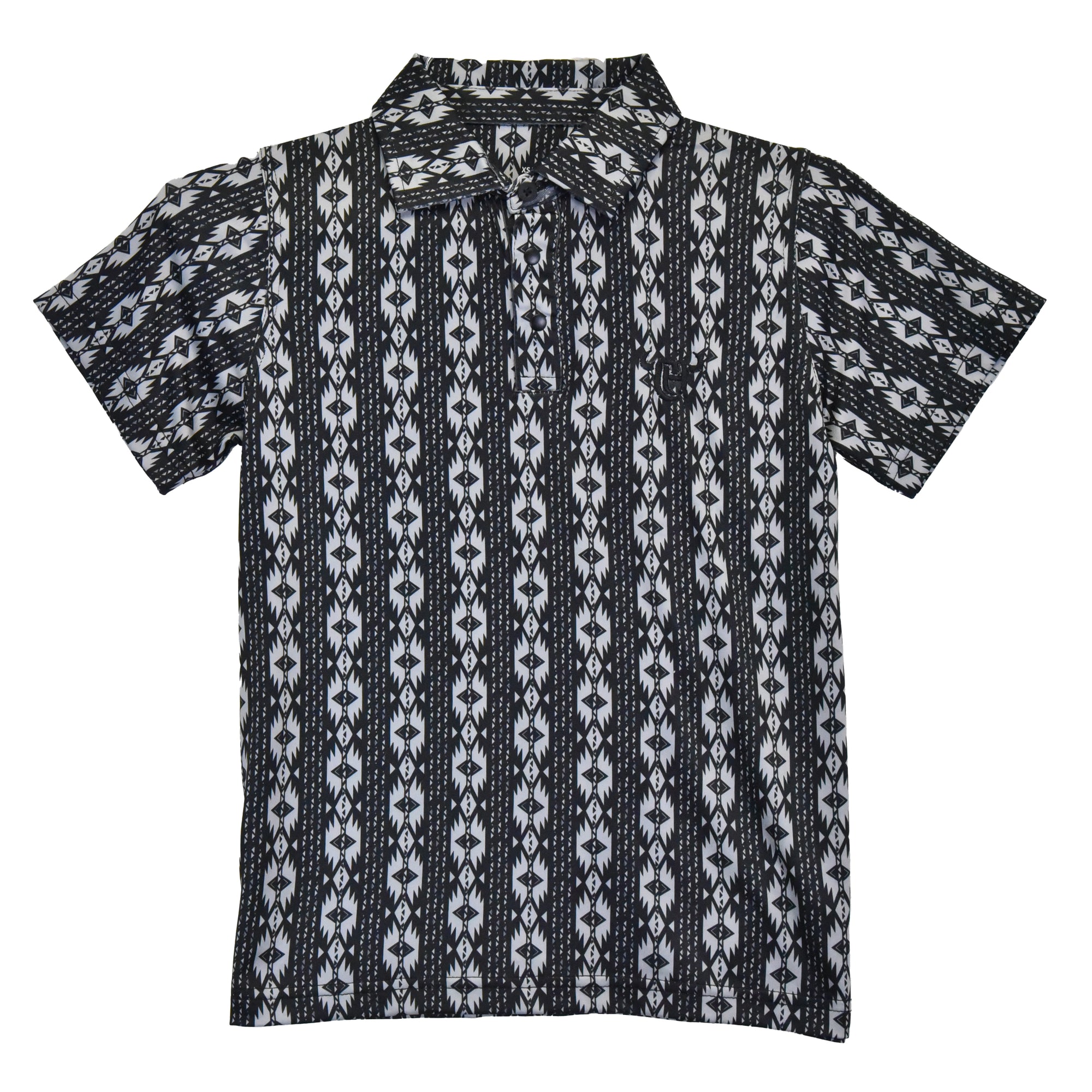 Boys Short Sleeve Tonal Aztec Black CH Polo from Cowboy Hardware