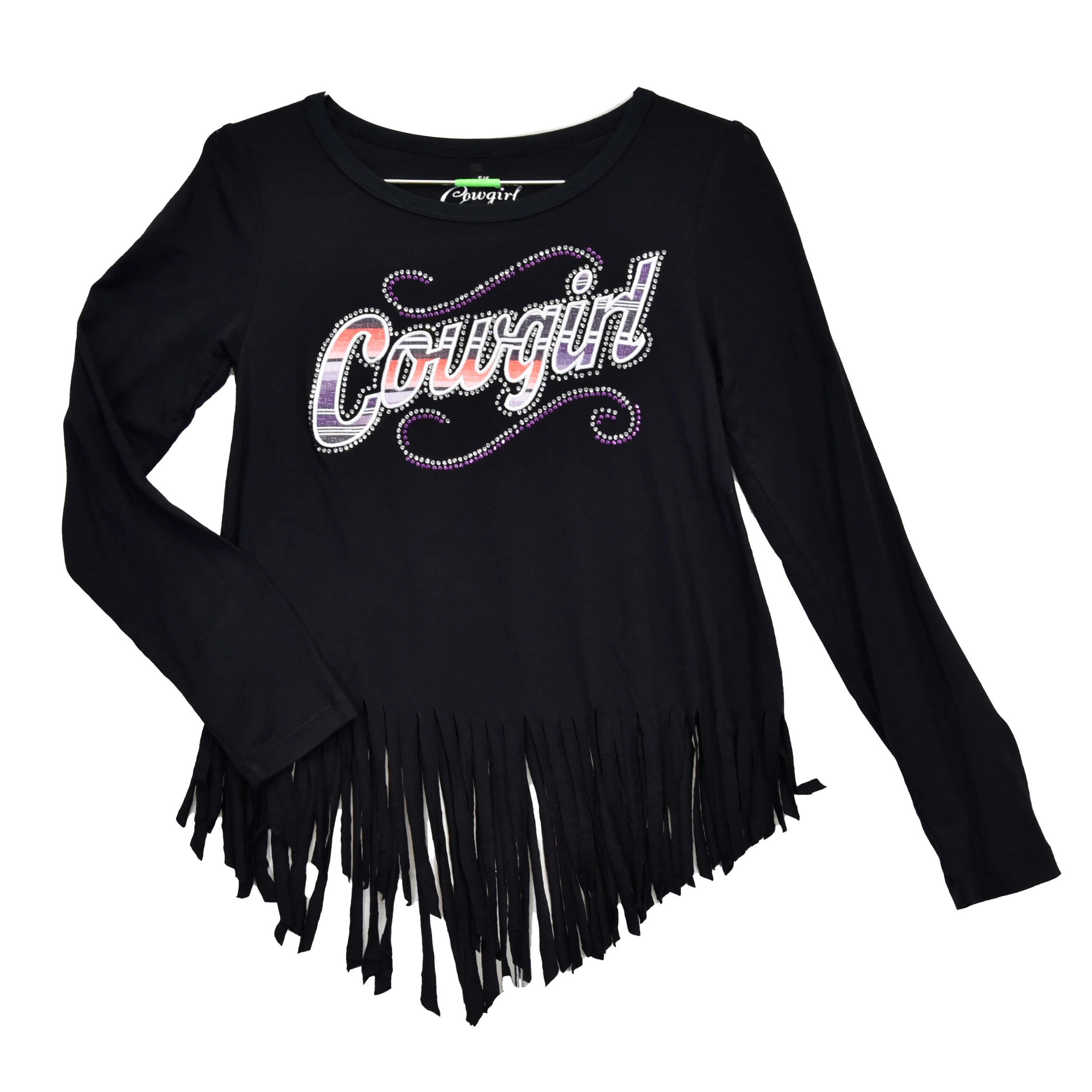 Girls Black Bandana L/S Print Shirt by Cowboy Hardware