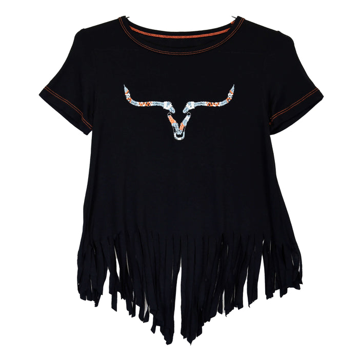 Girl's Cowgirl Hardware Aztec Stitch Ghost Crew Black Short Sleeve Tee from Cowboy Hardware