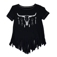 Girl's Cowgirl Hardware Black Skull Aztec Crew T-Shirt from Cowboy Hardware