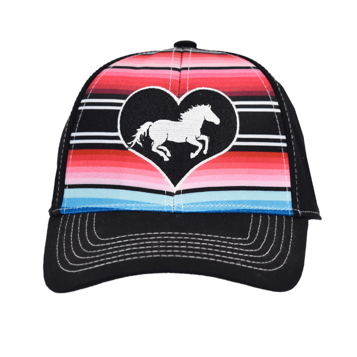 Girl's Cowgirl Hardware Black, Red & Turquoise Serape Heart Horse Velcro Cap from Cowboy Hardware