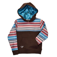 Girl's Cowgirl Hardware Brown with Blue and Red Serape Yoke Fleece Hoody from Cowboy Hardware